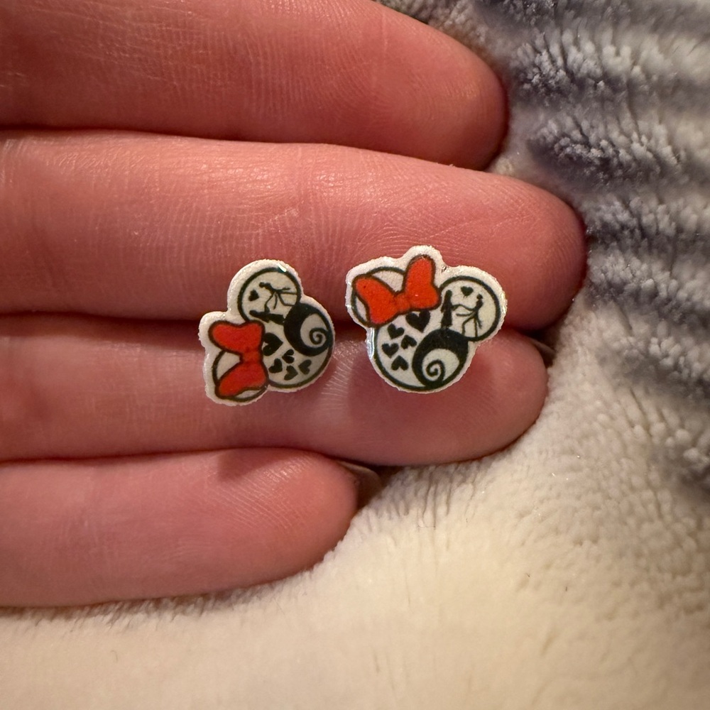 Playful Mouse Earrings with Red Accents